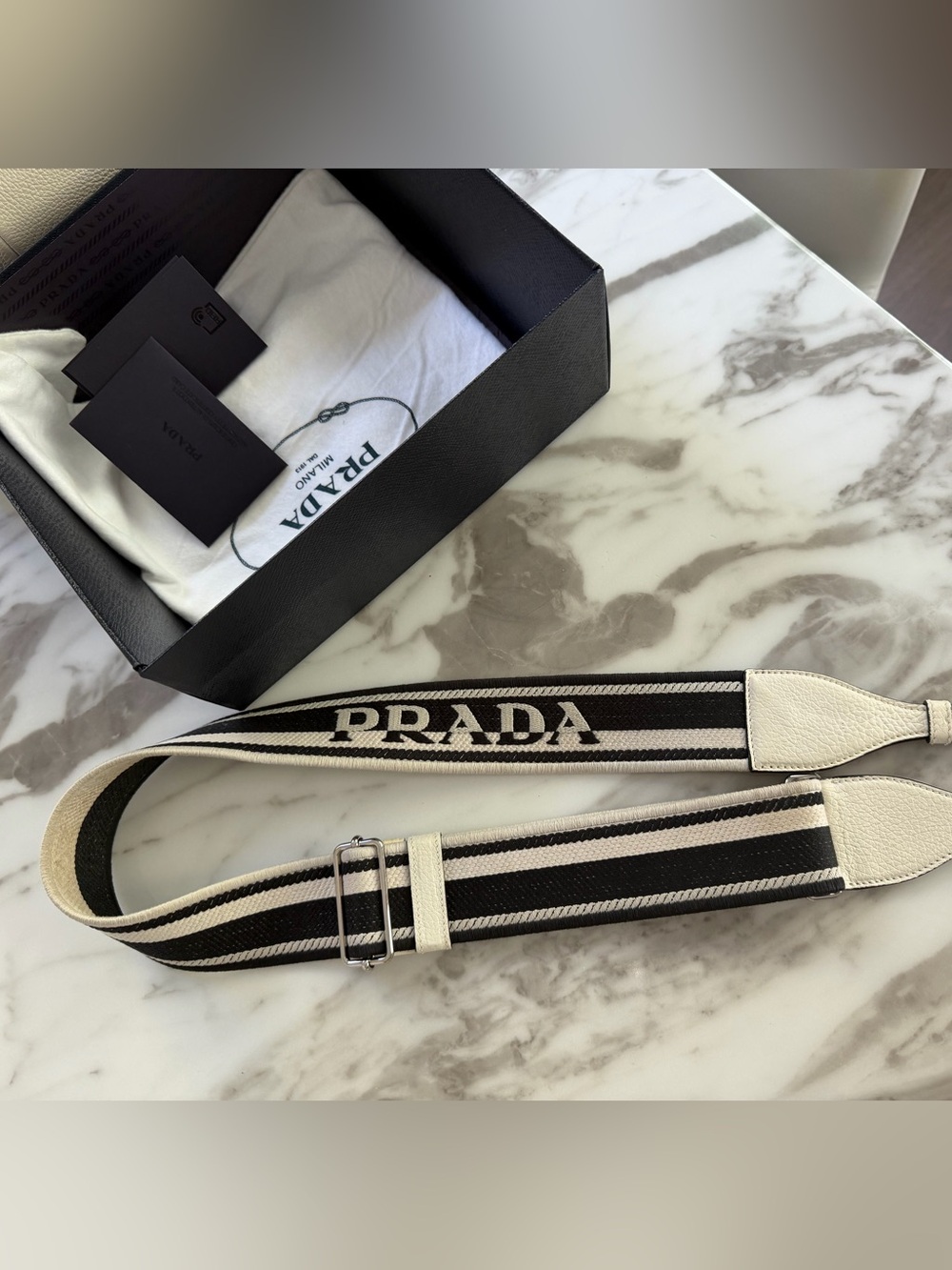 Prada Soft White Leather Crossbody Bag with Logo and Adjustable Leather strap - Picture 9 of 14